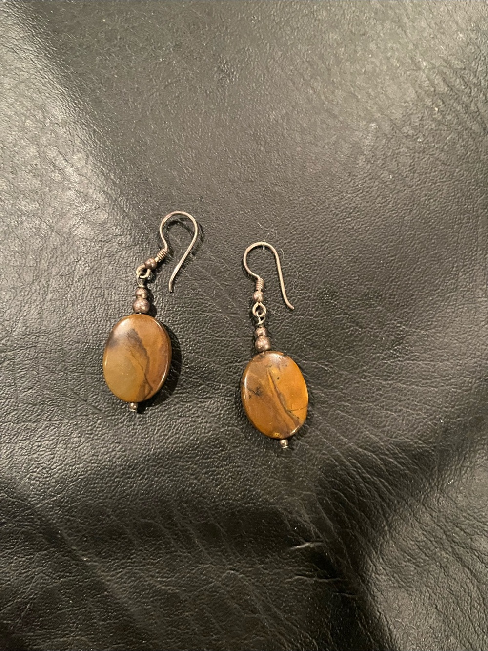 Handcrafted Brown Stone Drop Earrings